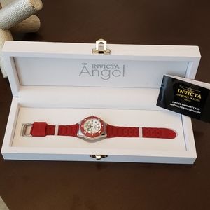 Invicta Angel Lady Dial Quartz Watch in Red